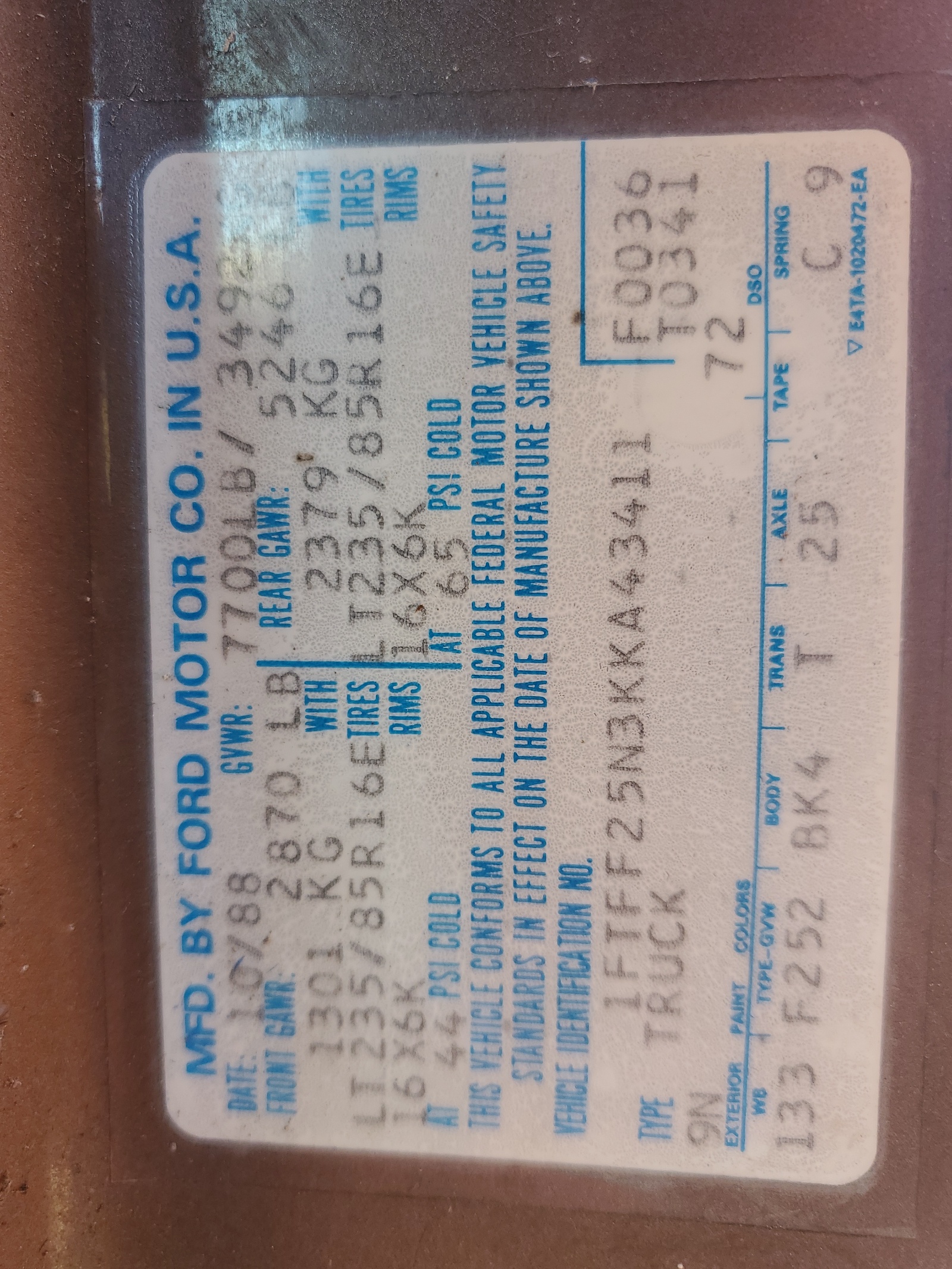 1FTFF25N3KKA43411 1989 Ford F250