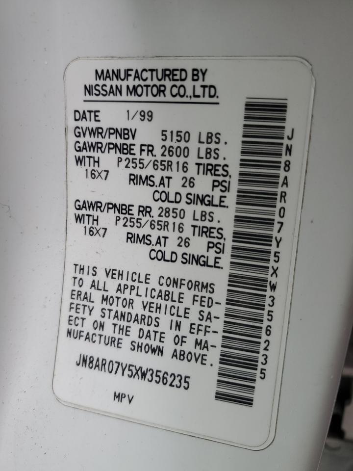 1999 Nissan Pathfinder Le VIN: JN8AR07Y5XW356235 Lot: 53198044