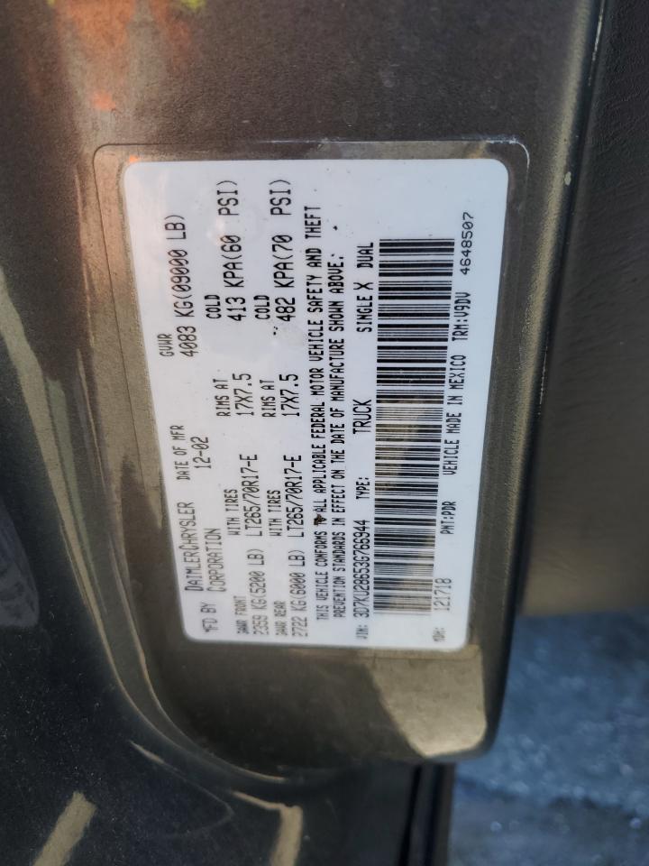 2003 Dodge Ram 2500 St VIN: 3D7KU28653G766944 Lot: 49991244