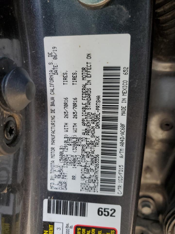 2019 Toyota Tacoma Double Cab VIN: 3TMCZ5AN7KM265556 Lot: 49259754