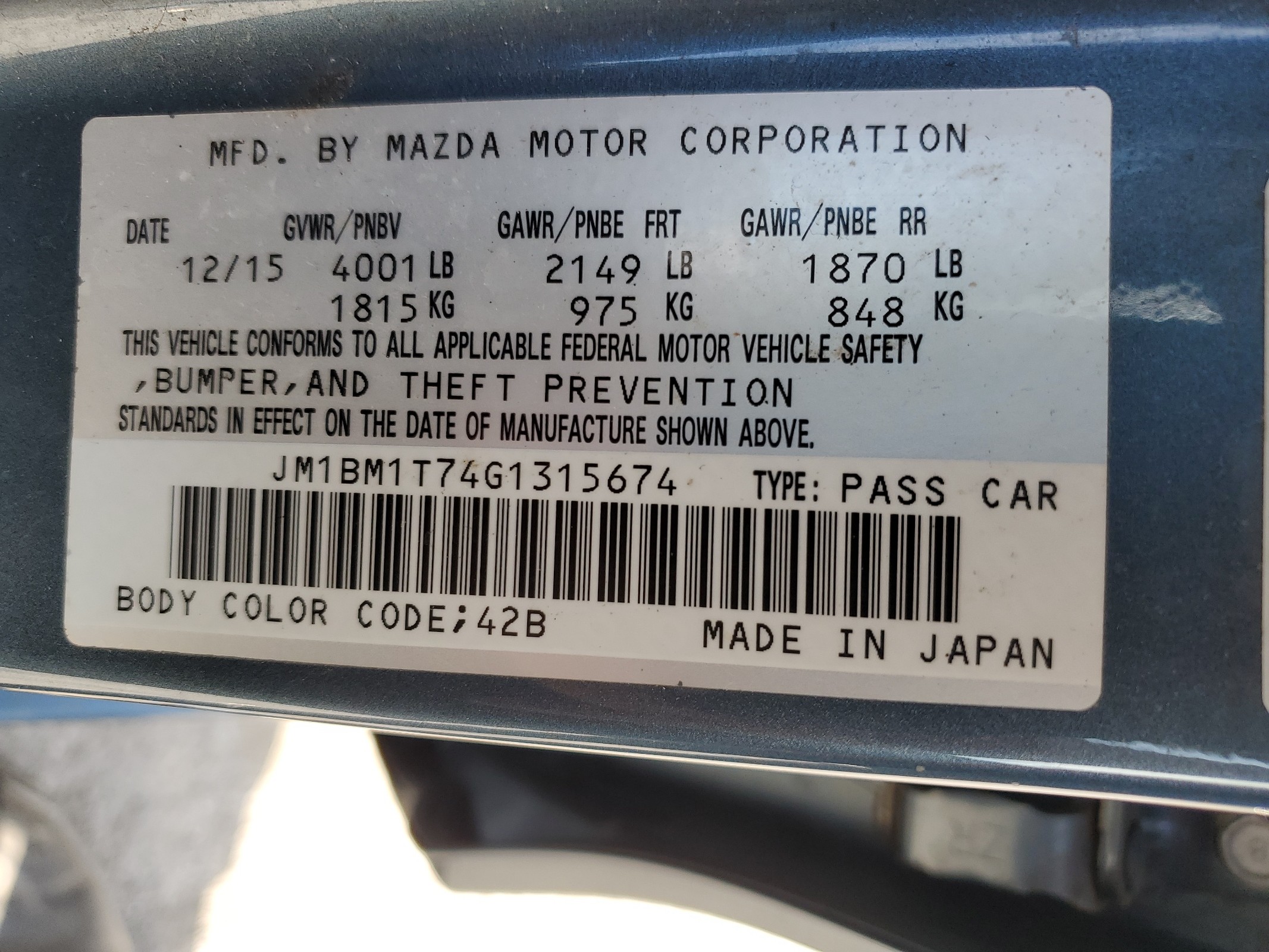 JM1BM1T74G1315674 2016 Mazda 3 Sport