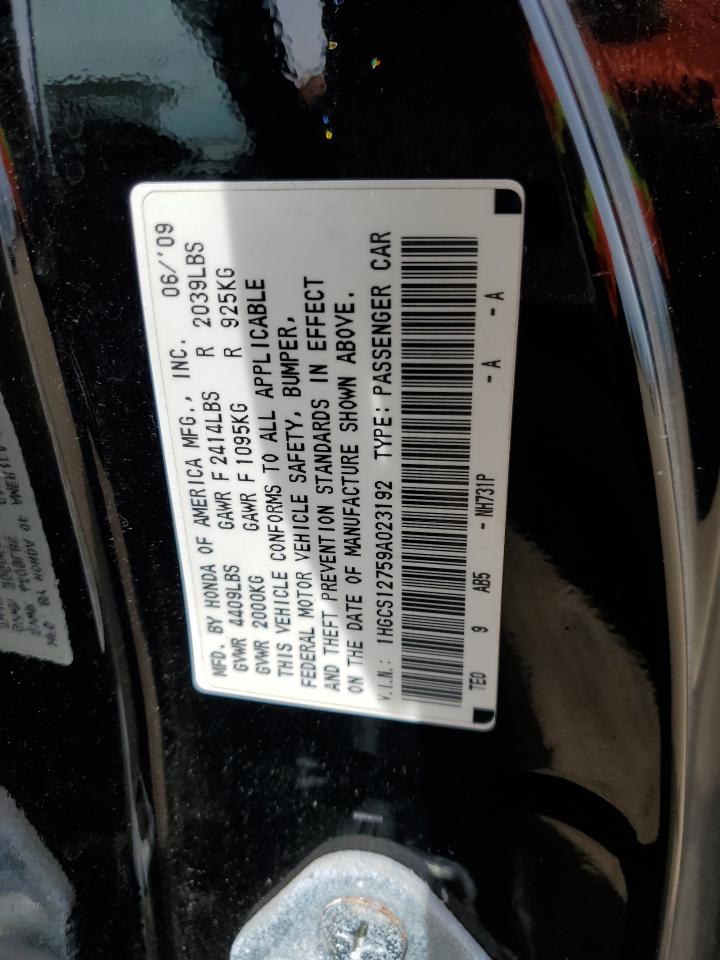 1HGCS12759A023192 2009 Honda Accord Ex