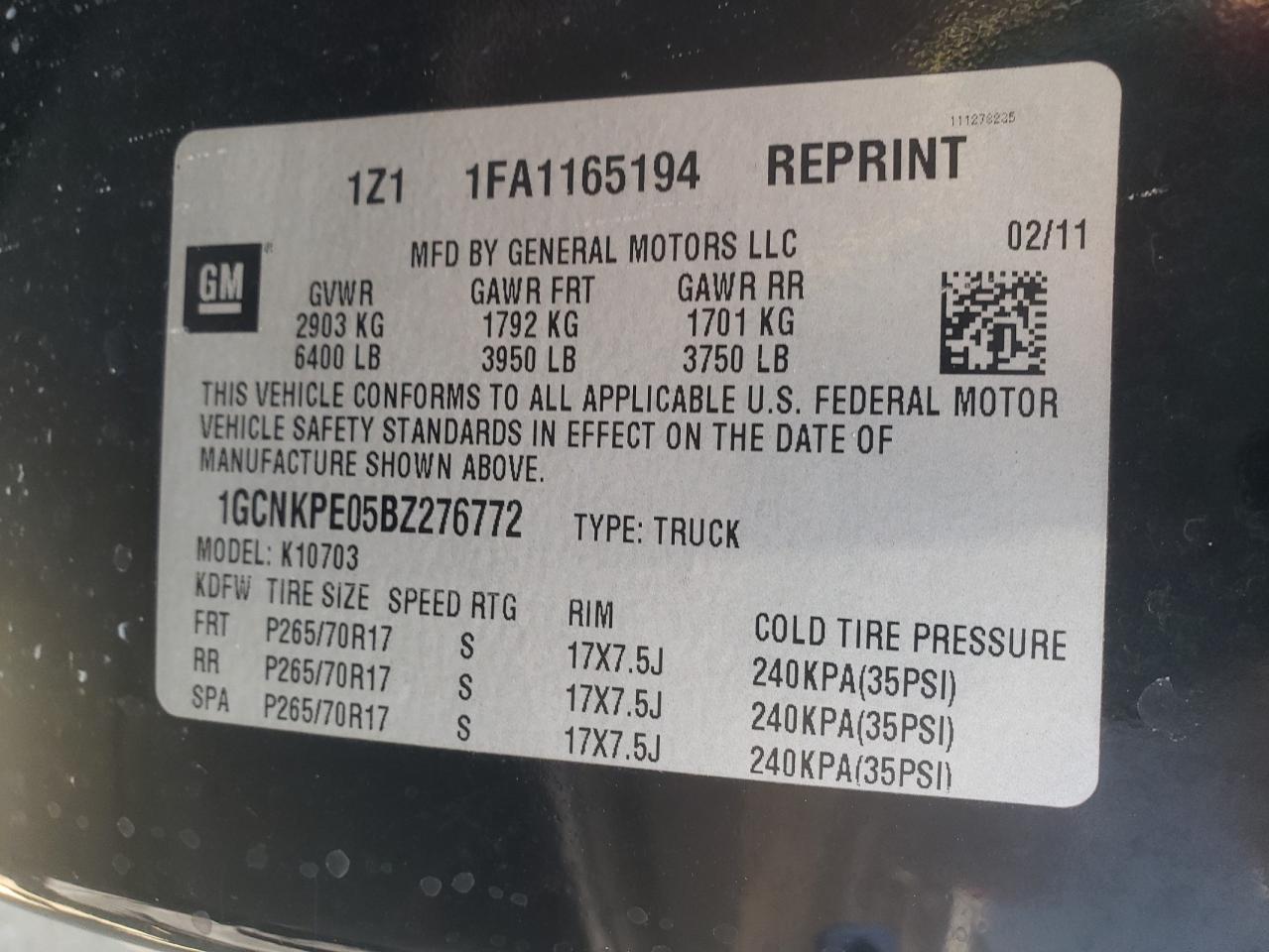 2011 Chevrolet Silverado K1500 VIN: 1GCNKPE05BZ276772 Lot: 51371544