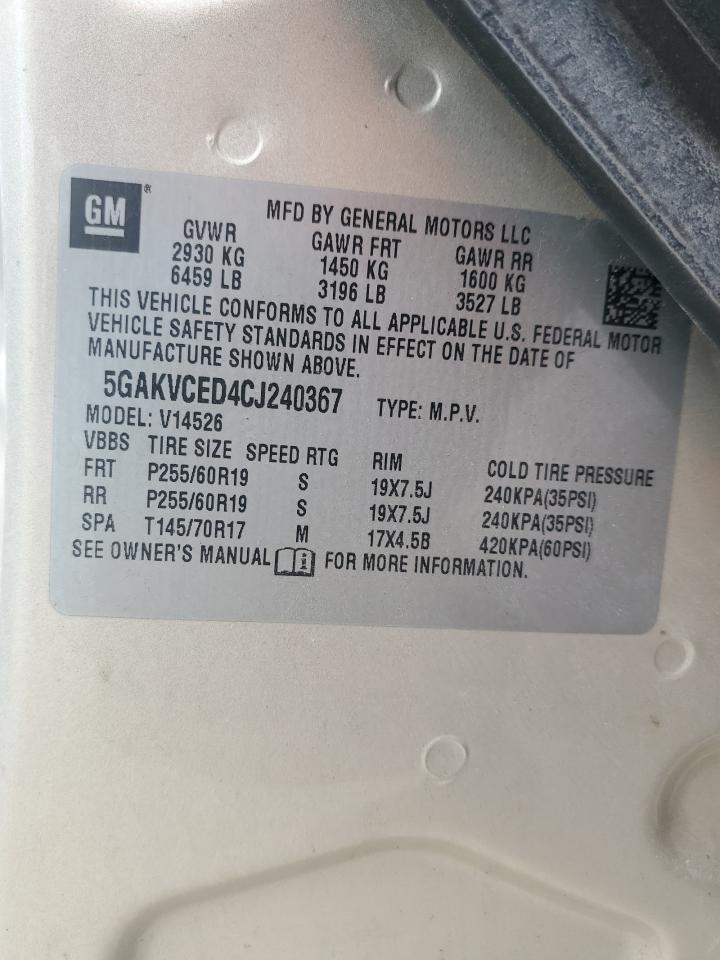 2012 Buick Enclave VIN: 5GAKVCED4CJ240367 Lot: 51816534