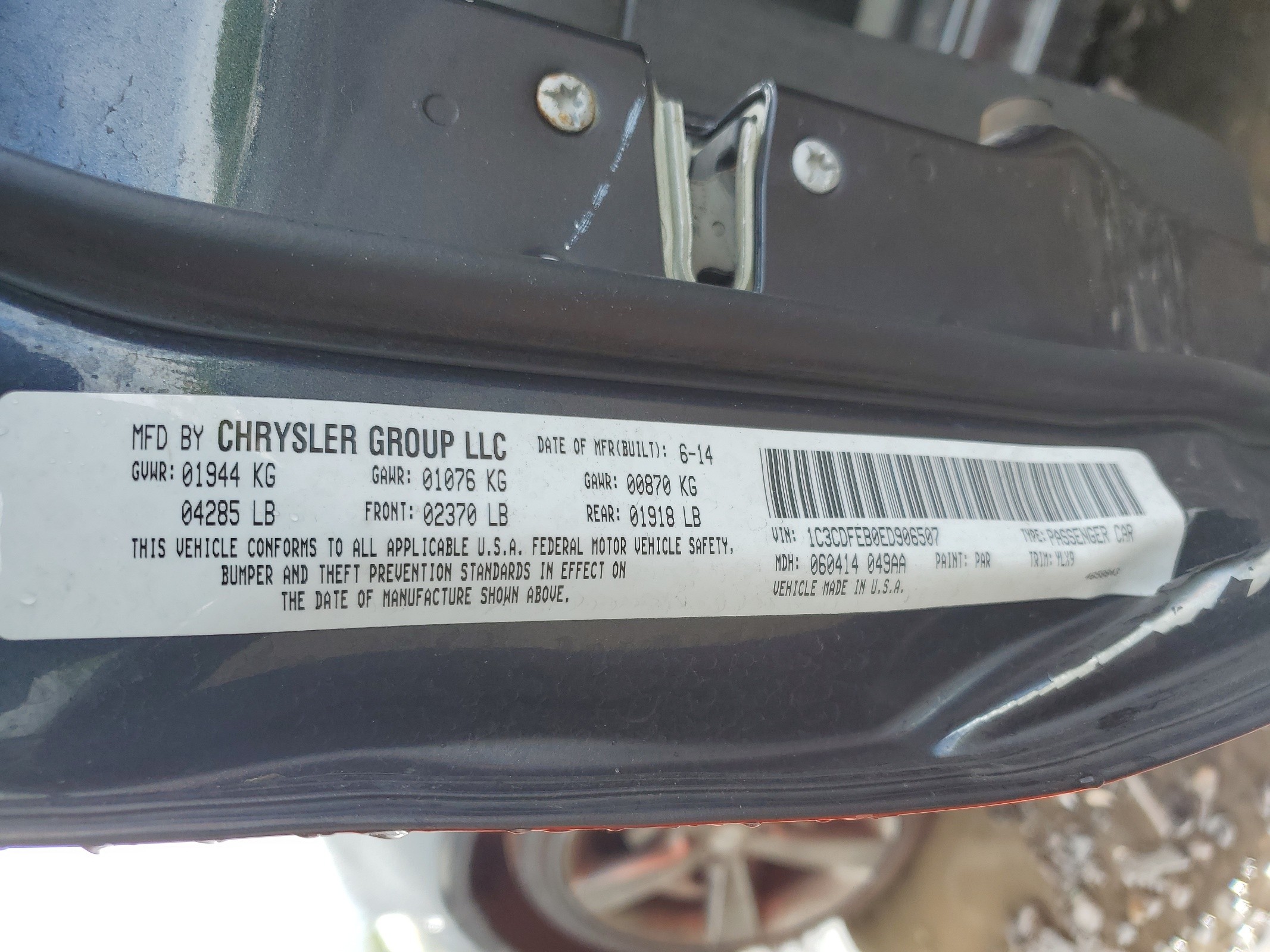 1C3CDFEB0ED906507 2014 Dodge Dart Gt