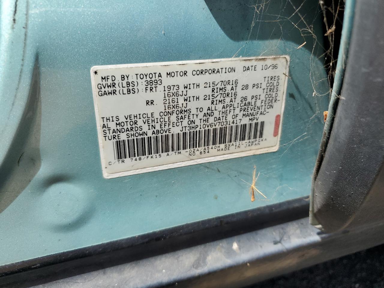 1997 Toyota Rav4 VIN: JT3HP10V6V7031417 Lot: 49266444