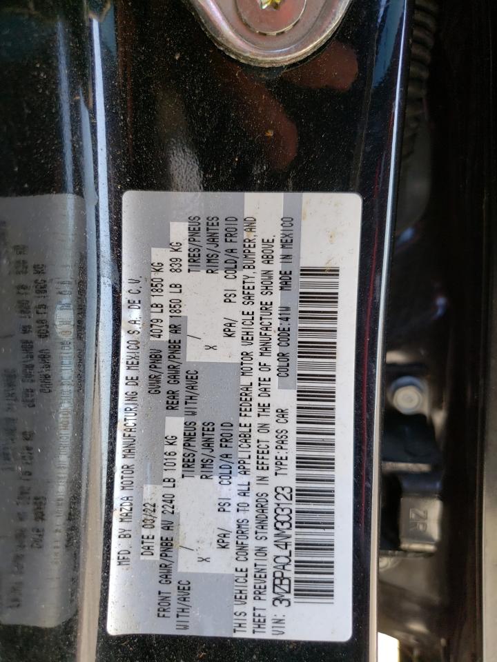 2022 Mazda 3 Preferred VIN: 3MZBPACL4NM303123 Lot: 52422534