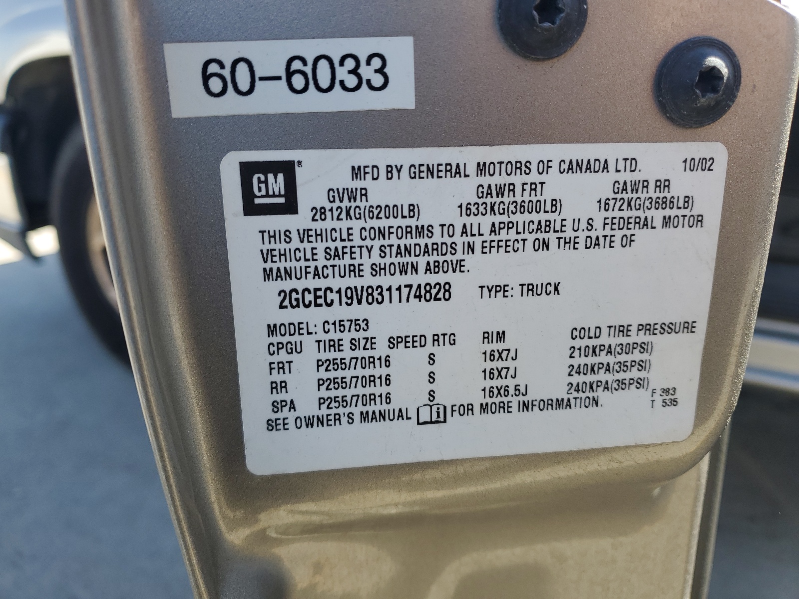 2GCEC19V831174828 2003 Chevrolet Silverado C1500