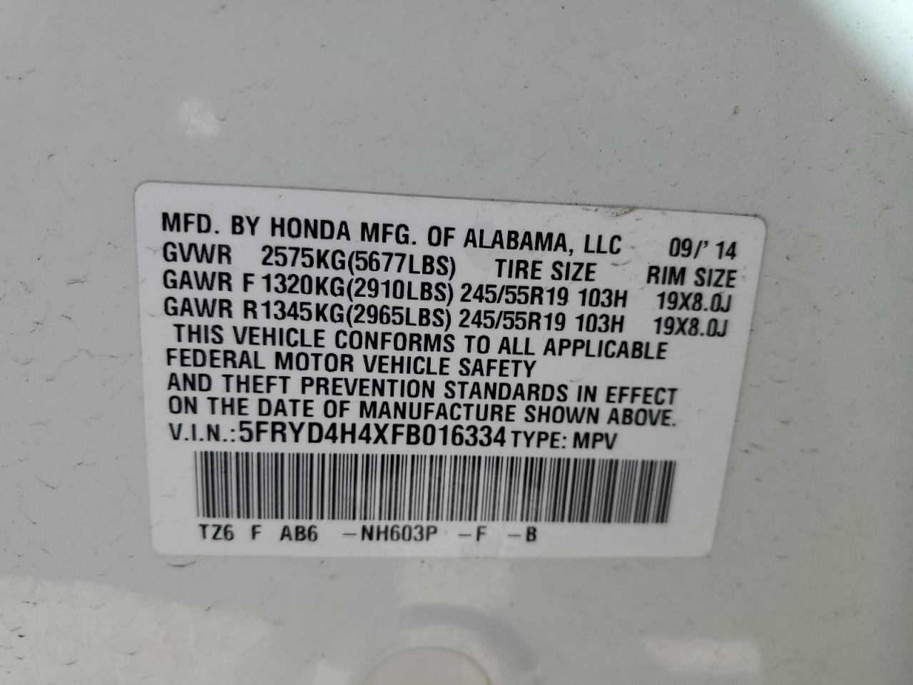 5FRYD4H4XFB016334 2015 Acura Mdx Technology