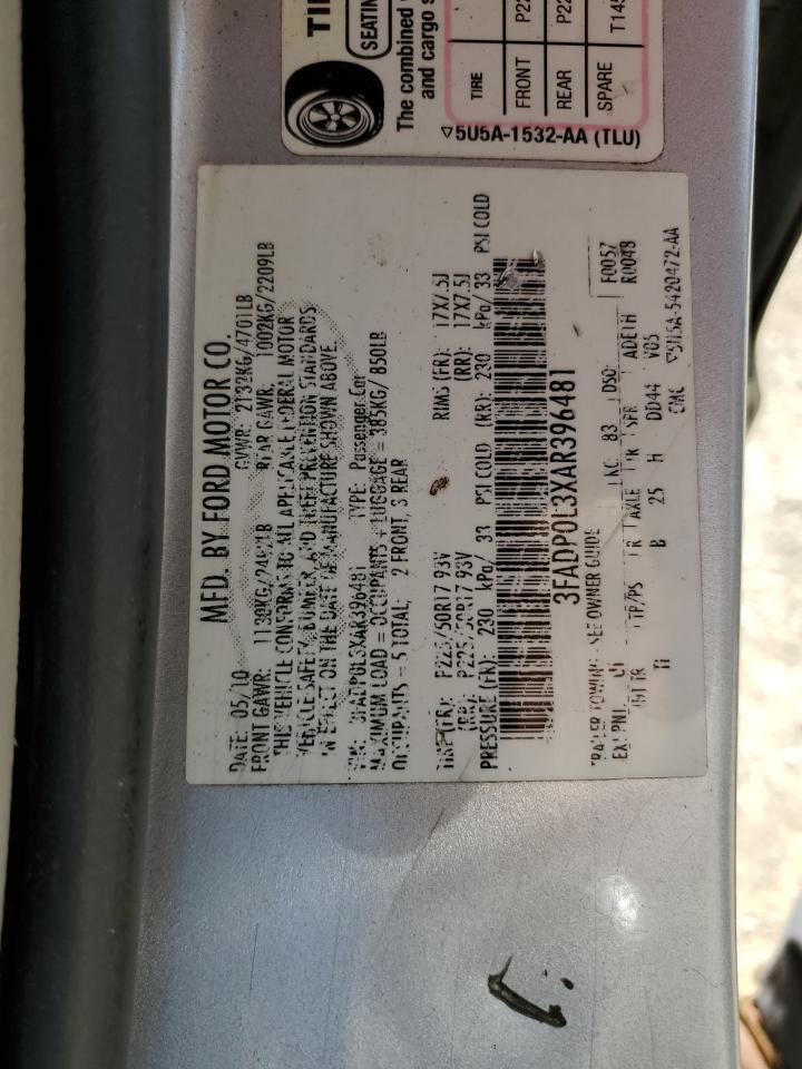 2010 Ford Fusion Hybrid VIN: 3FADP0L3XAR396481 Lot: 52751564