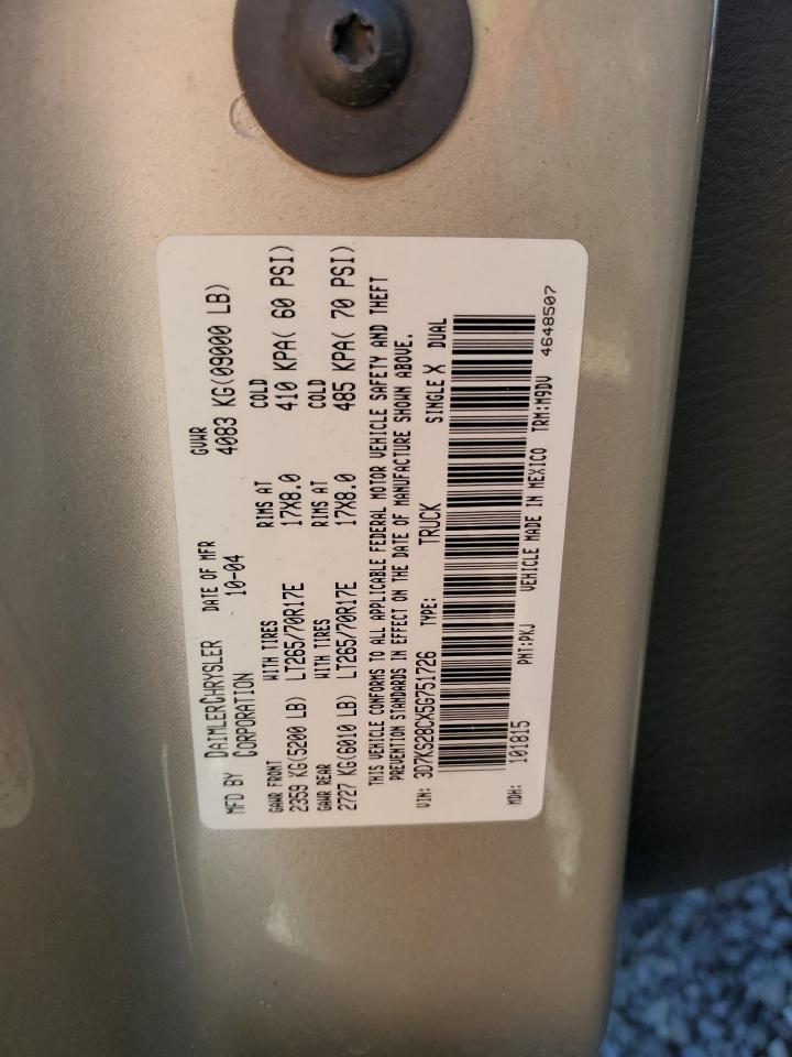 2005 Dodge Ram 2500 St VIN: 3D7KS28CX5G751726 Lot: 51283674