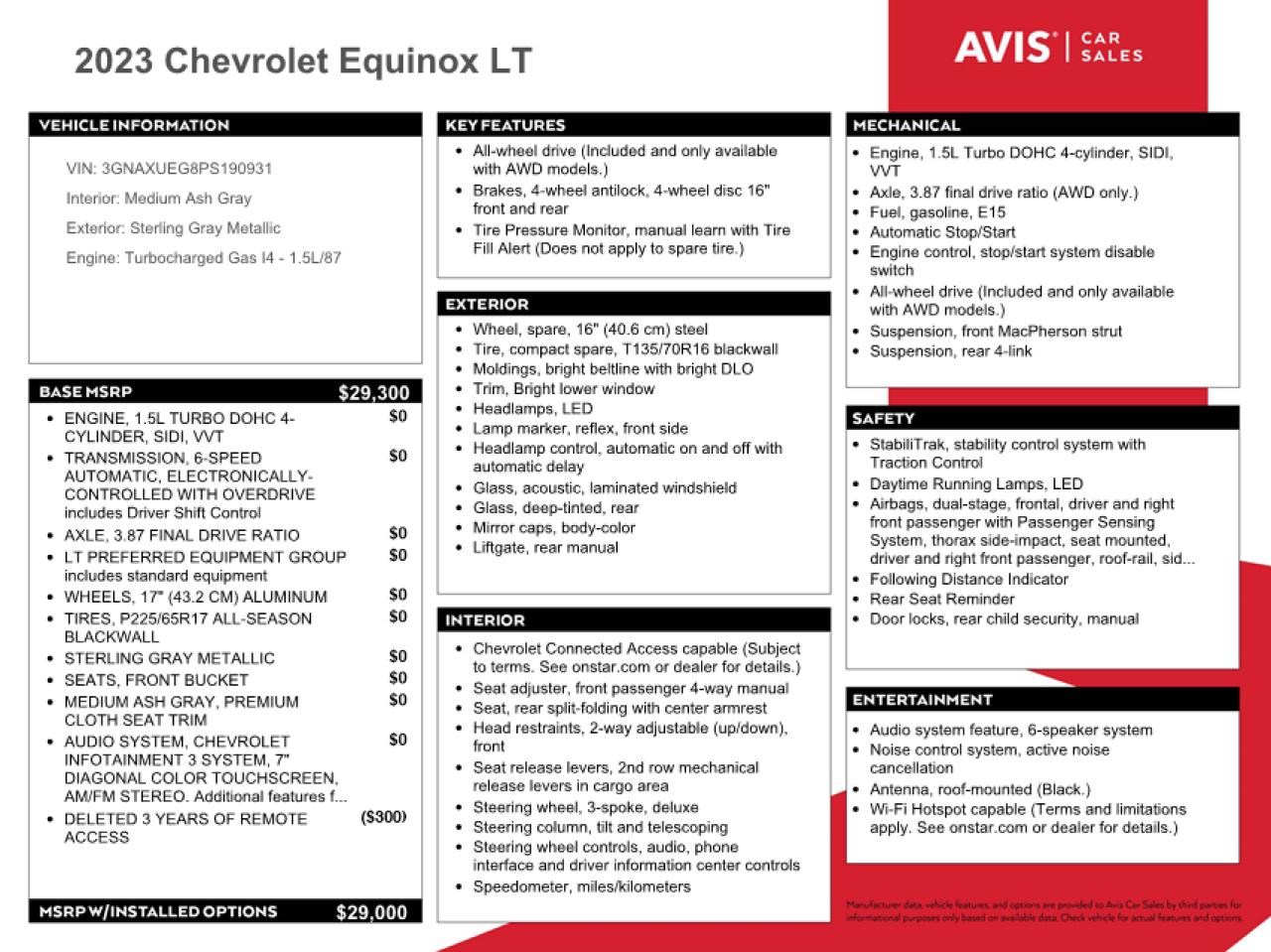 3GNAXUEG8PS190931 2023 Chevrolet Equinox Lt