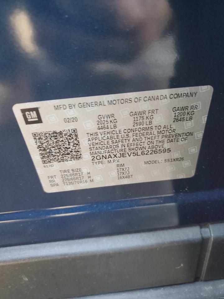 2020 Chevrolet Equinox Lt VIN: 2GNAXJEV5L6226595 Lot: 52367594