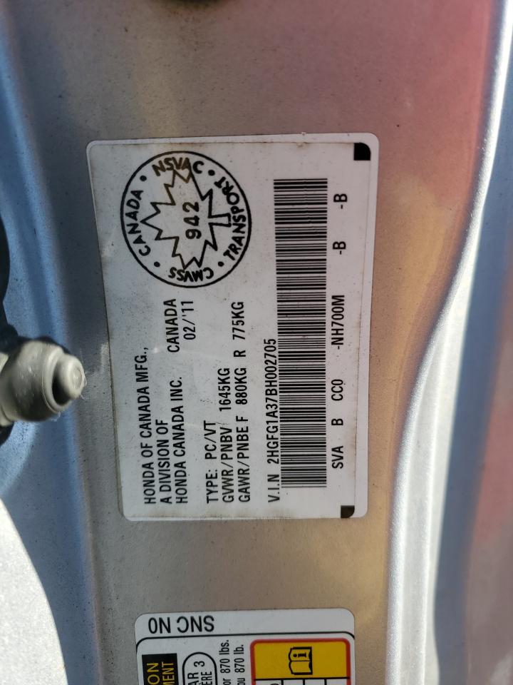 2HGFG1A37BH002705 2011 Honda Civic Dx-G