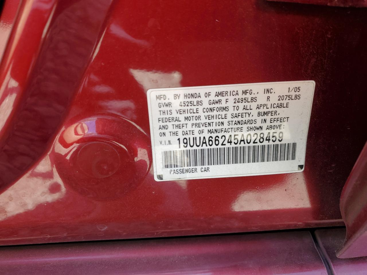 19UUA66245A028459 2005 Acura Tl