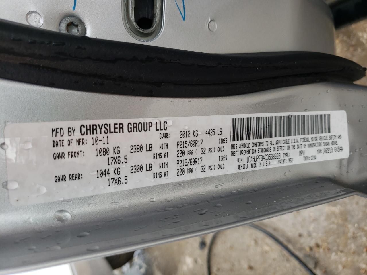 1C4NJPFB4CD538928 2012 Jeep Patriot Latitude