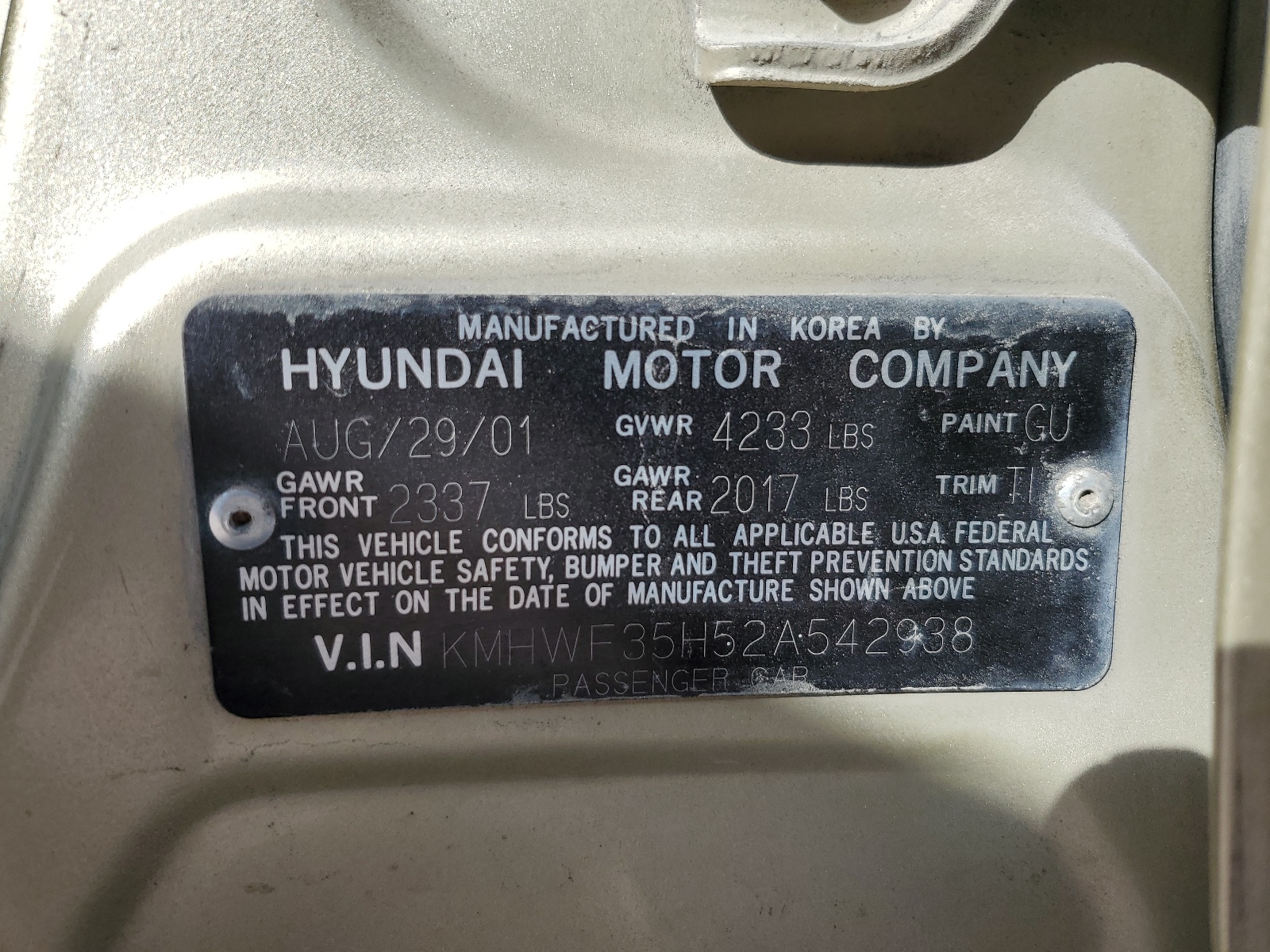 KMHWF35H52A542938 2002 Hyundai Sonata Gls