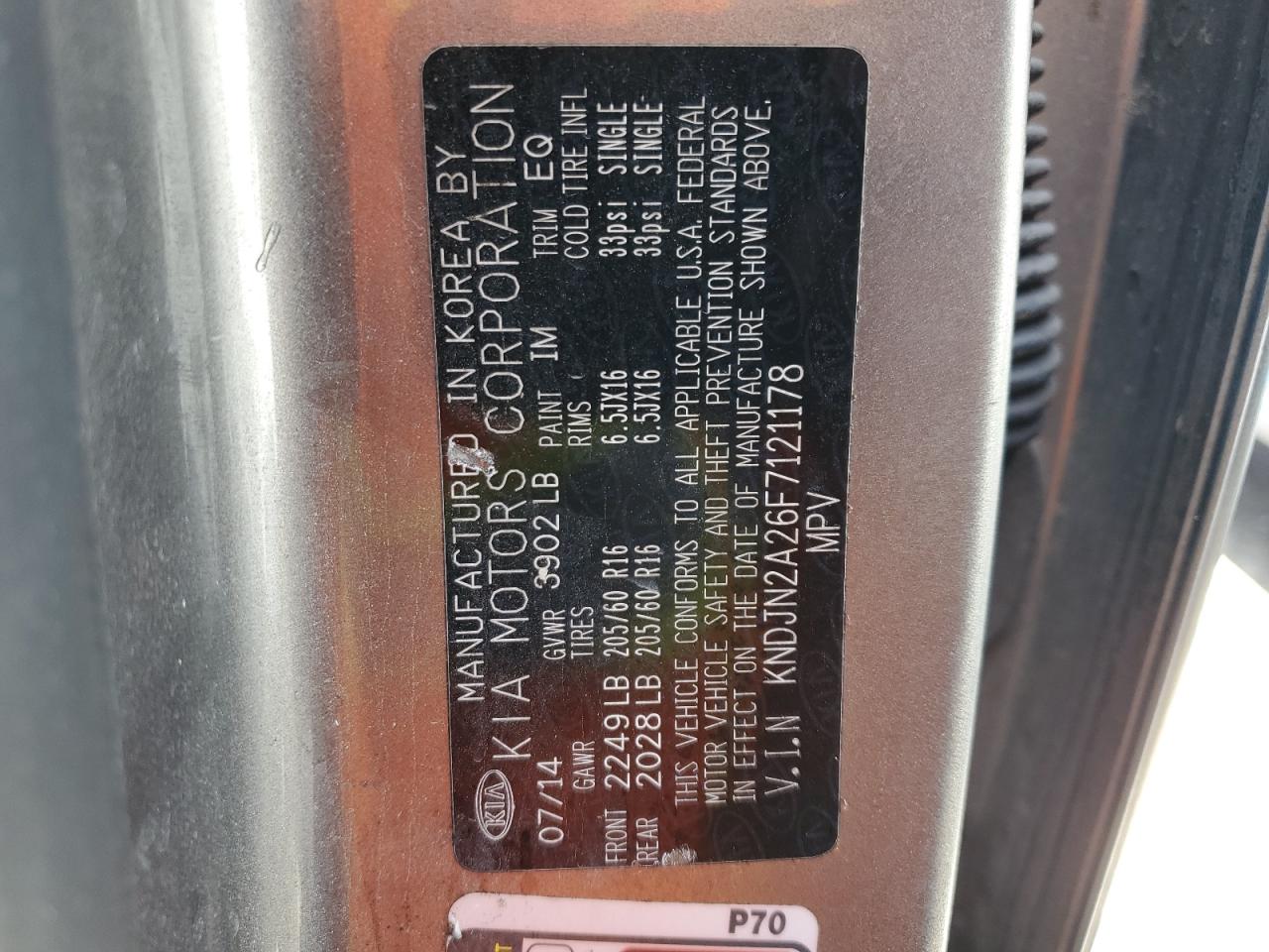 2015 Kia Soul VIN: KNDJN2A26F7121178 Lot: 49390224