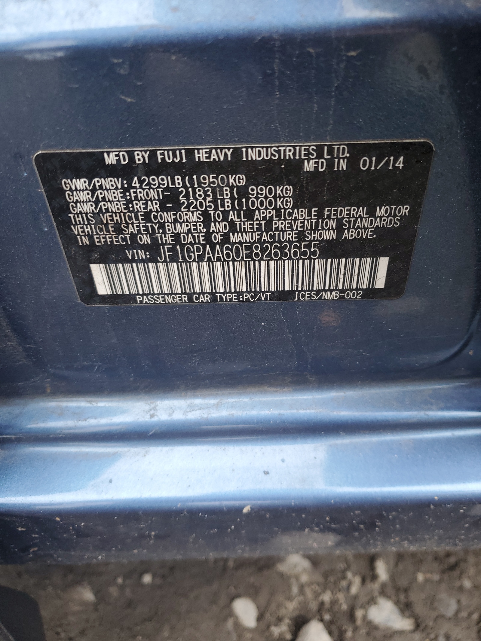 JF1GPAA60E8263655 2014 Subaru Impreza