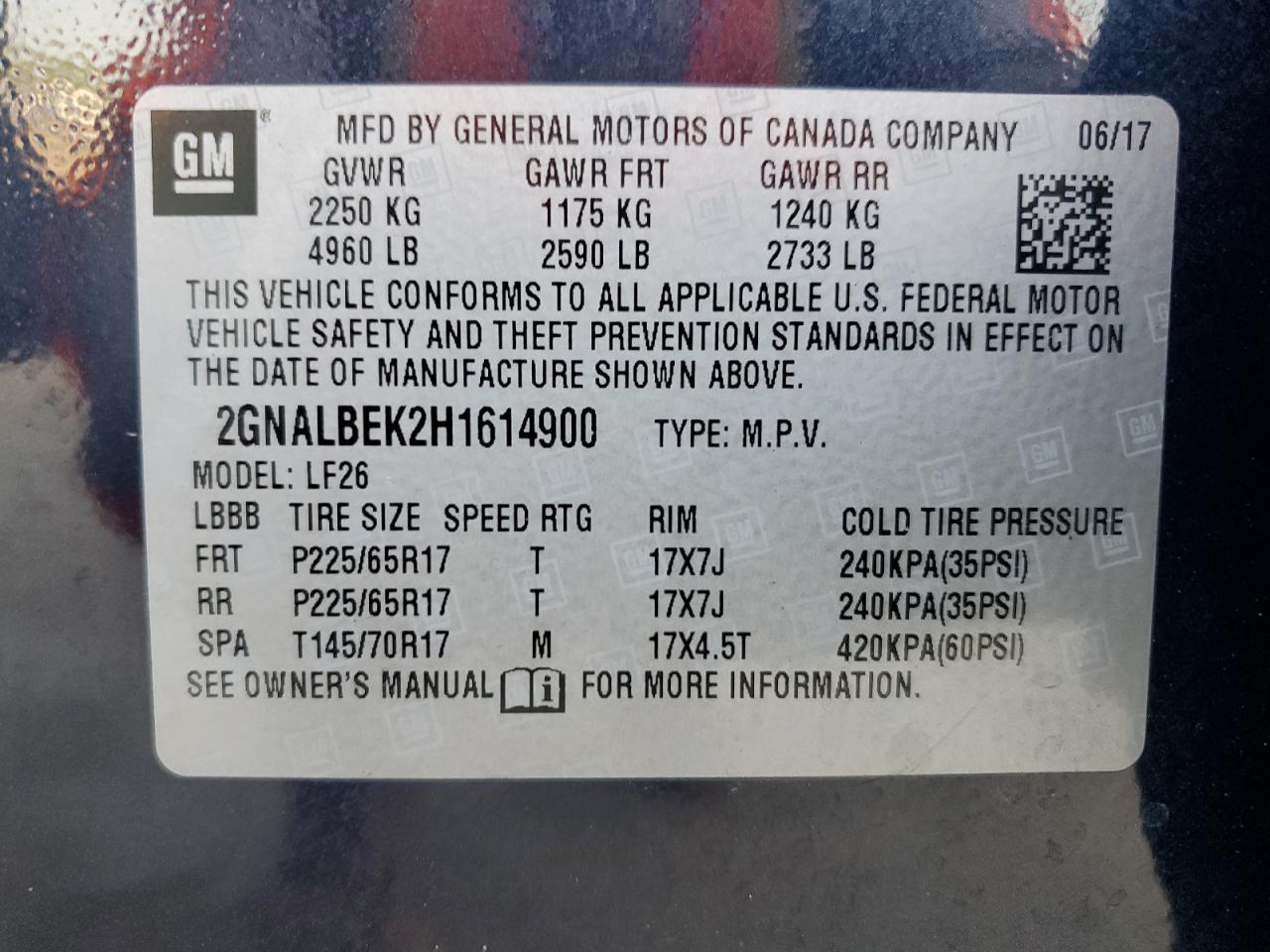 2017 Chevrolet Equinox Ls VIN: 2GNALBEK2H1614900 Lot: 50497024