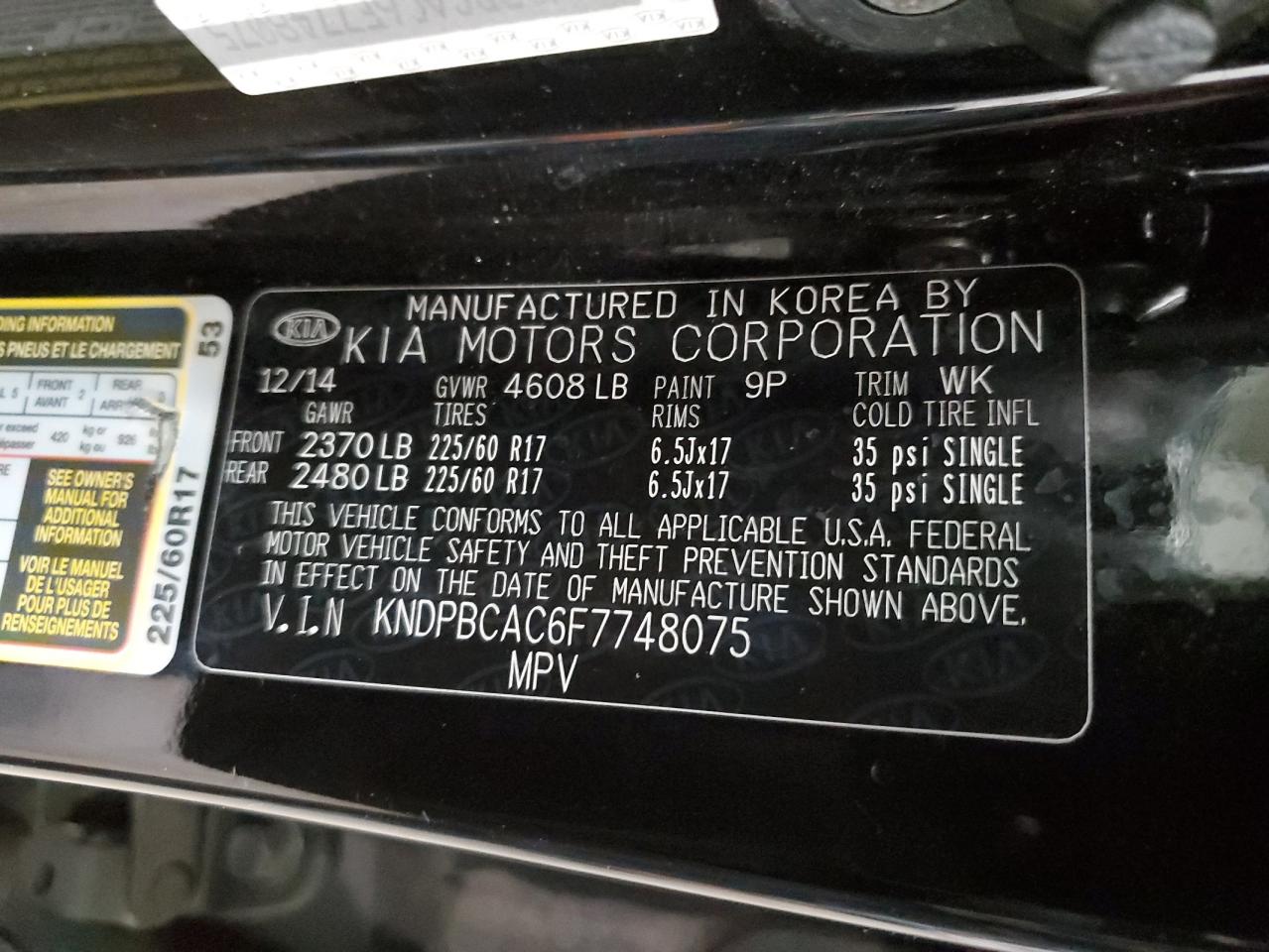 KNDPBCAC6F7748075 2015 Kia Sportage Lx