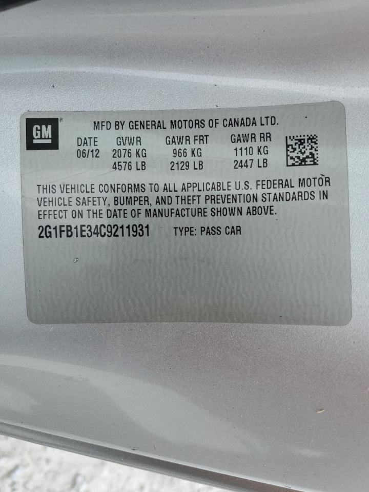 2012 Chevrolet Camaro Lt VIN: 2G1FB1E34C9211931 Lot: 52646224