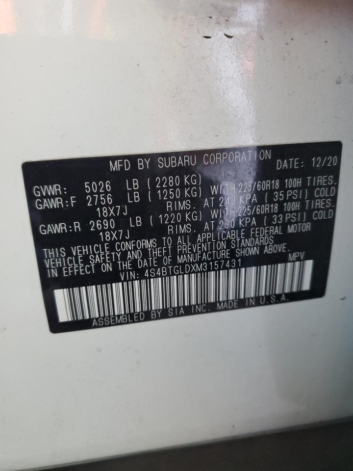 2021 Subaru Outback Onyx Edition Xt VIN: 4S4BTGLDXM3157431 Lot: 52198444