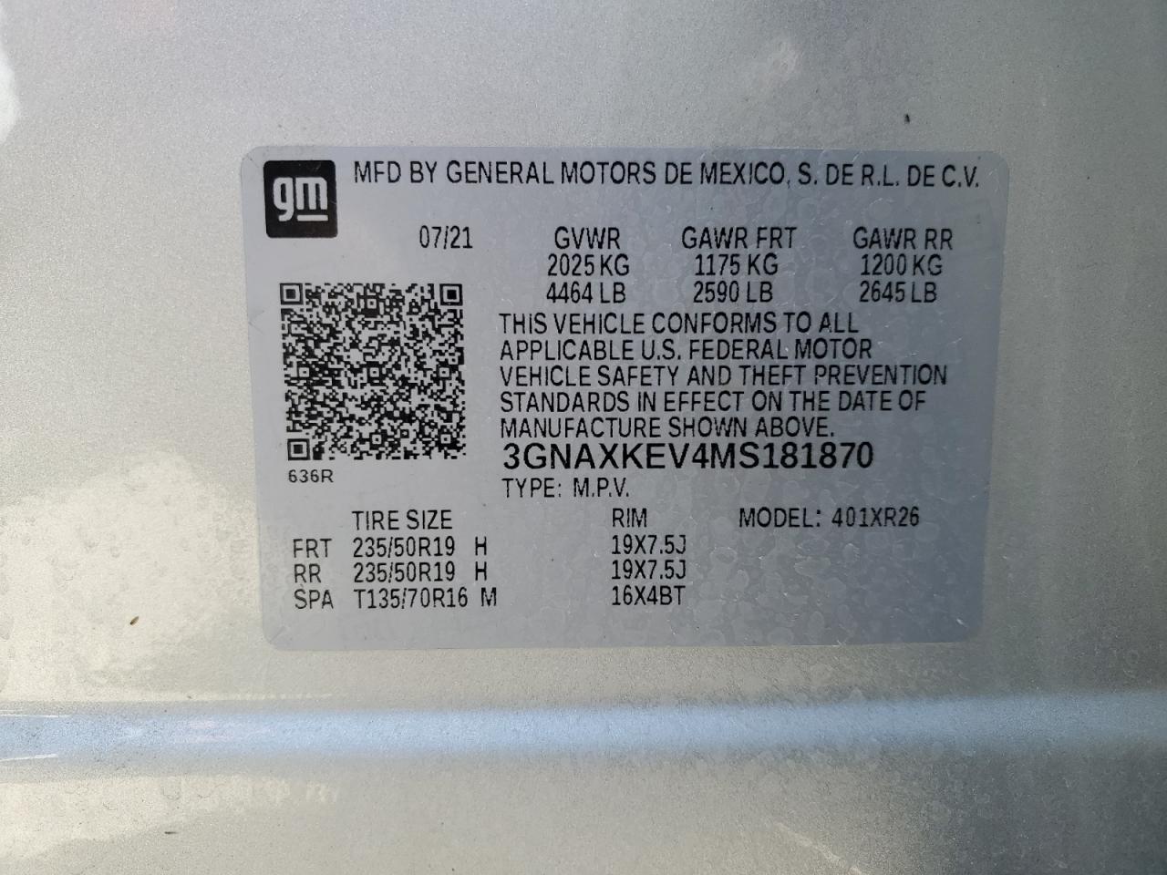 3GNAXKEV4MS181870 2021 CHEVROLET EQUINOX - Image 13