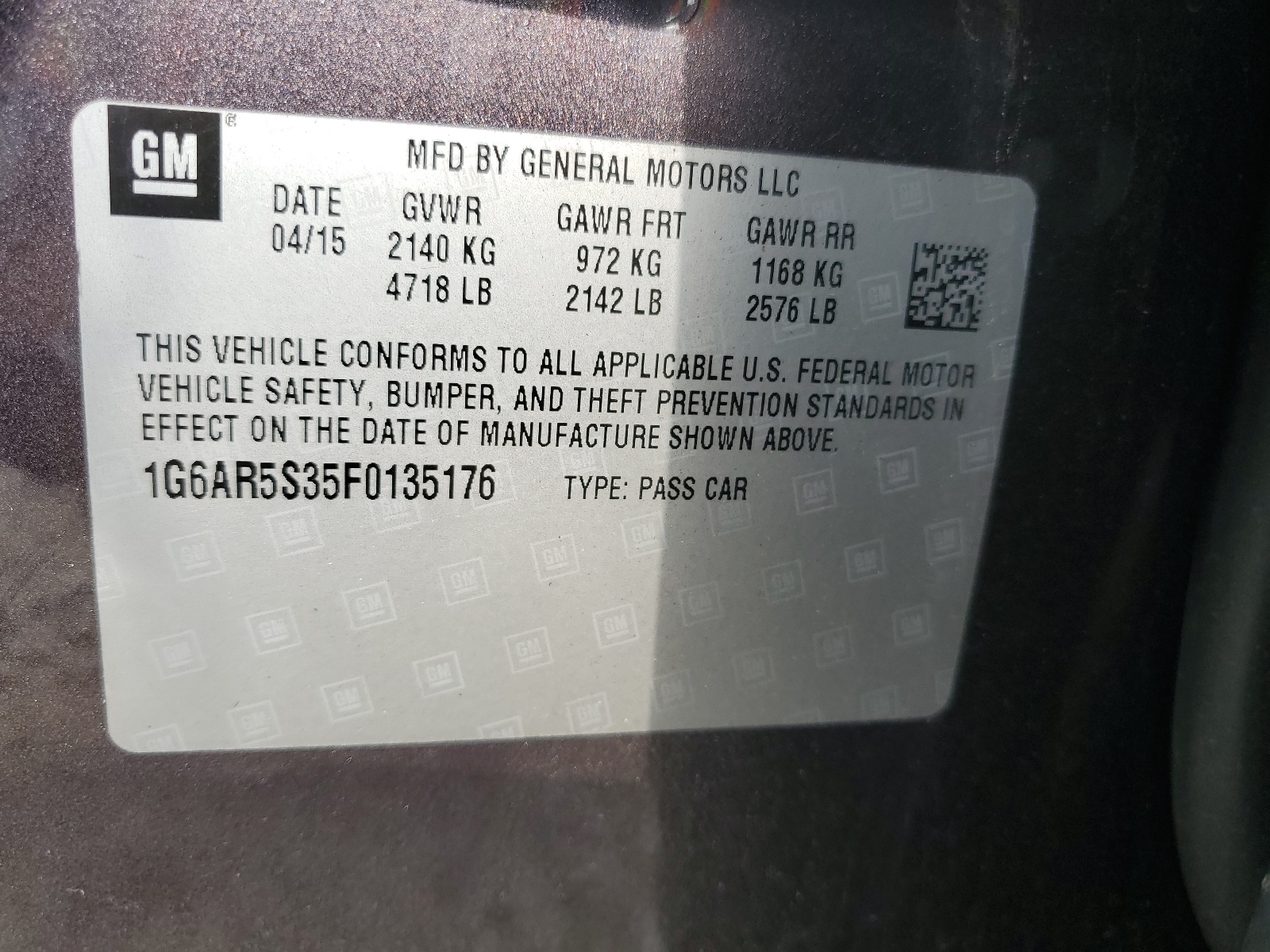 1G6AR5S35F0135176 2015 Cadillac Cts Luxury Collection