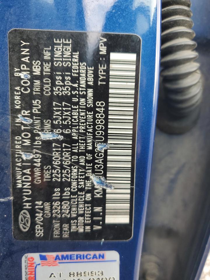 2015 Hyundai Tucson Limited VIN: KM8JU3AG2FU998848 Lot: 51481514