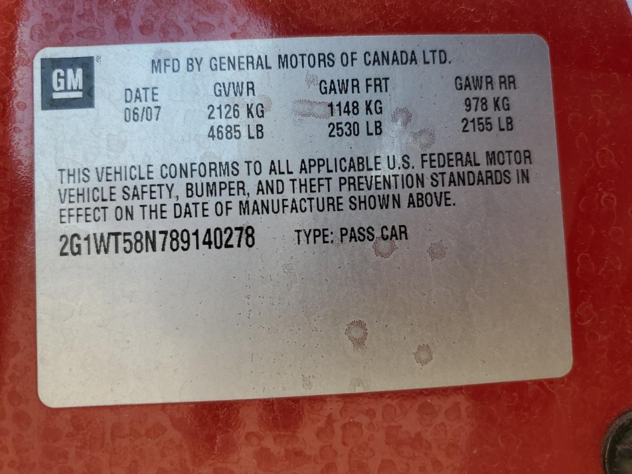 2008 Chevrolet Impala Lt VIN: 2G1WT58N789140278 Lot: 50850974