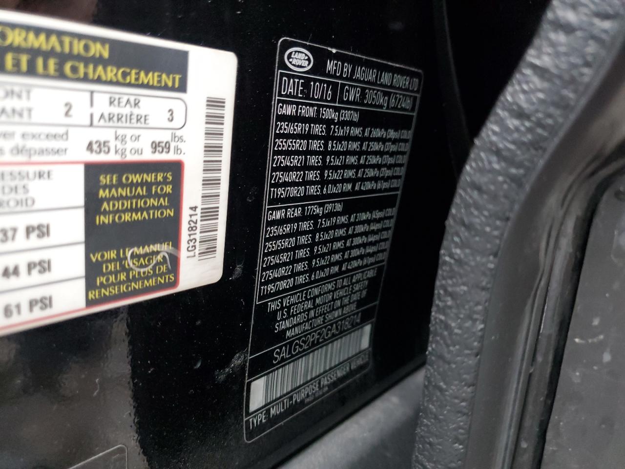 2016 Land Rover Range Rover Hse VIN: SALGS2PF2GA318214 Lot: 52149614