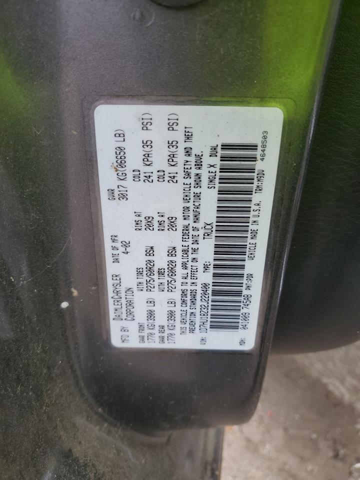 2002 Dodge Ram 1500 VIN: 1D7HU18Z32J220400 Lot: 60259095