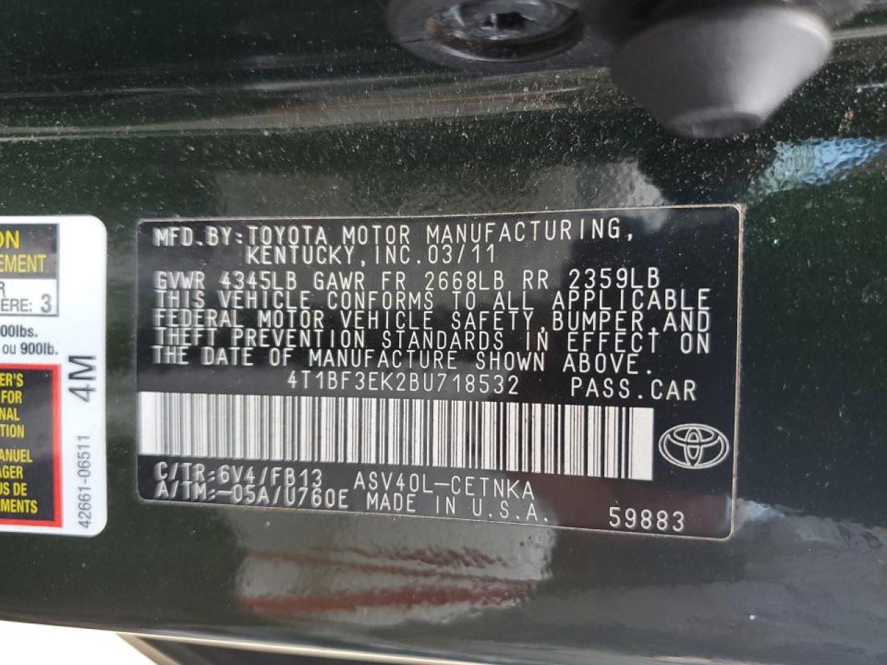 4T1BF3EK2BU718532 2011 Toyota Camry Base