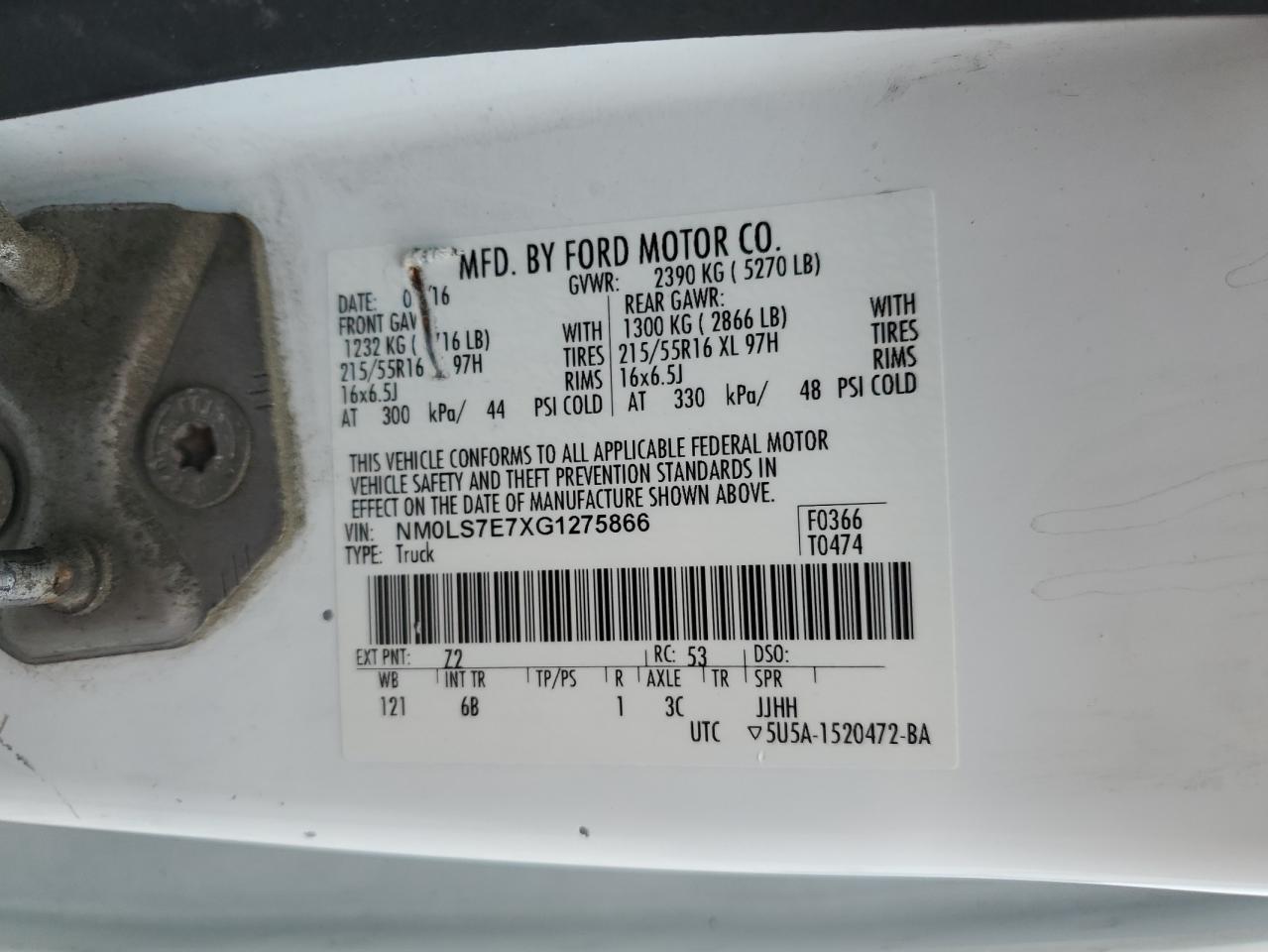 NM0LS7E7XG1275866 2016 Ford Transit Connect Xl