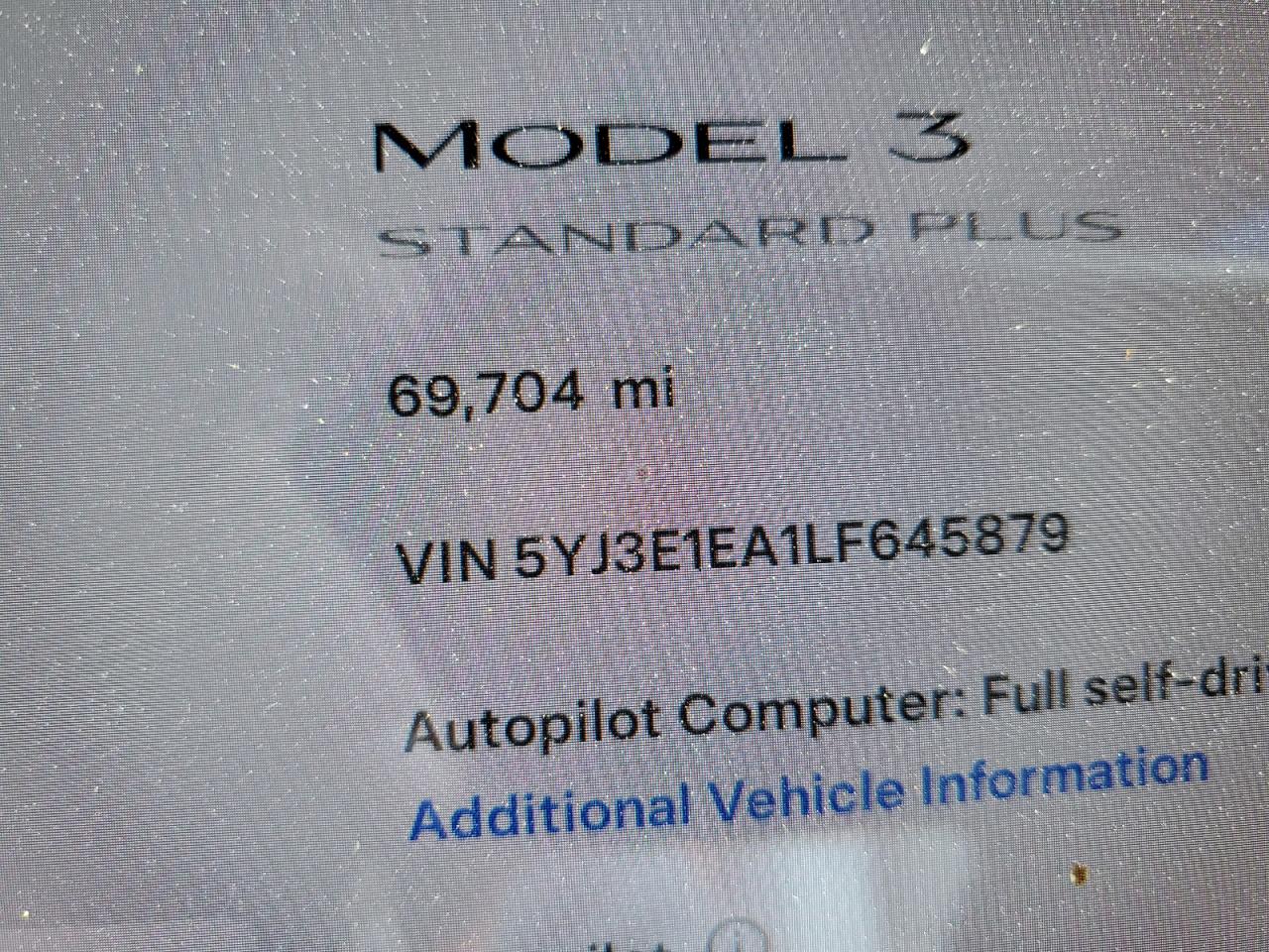 2020 Tesla Model 3 VIN: 5YJ3E1EA1LF645879 Lot: 50287464