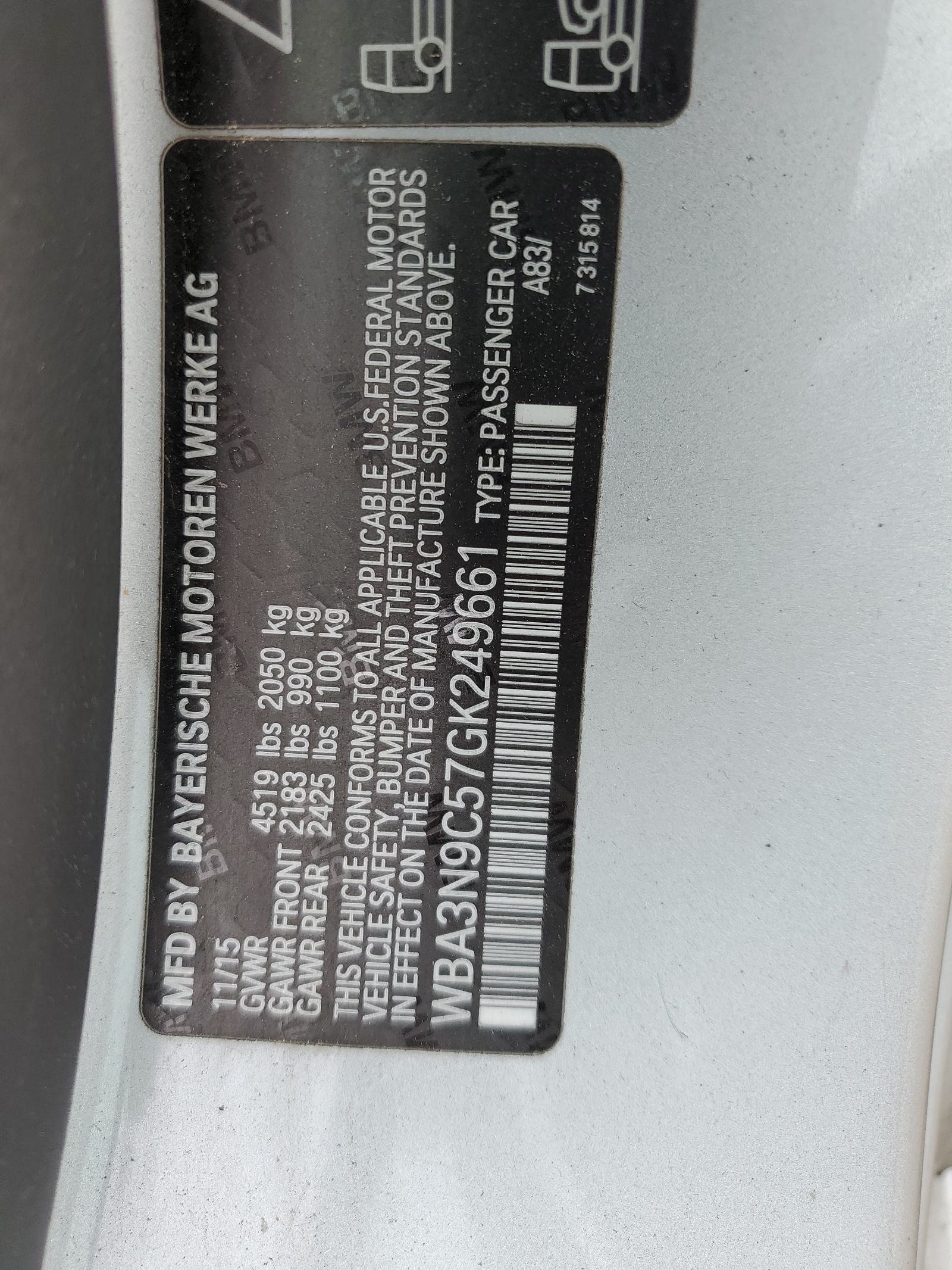 WBA3N9C57GK249661 2016 BMW 428 Xi