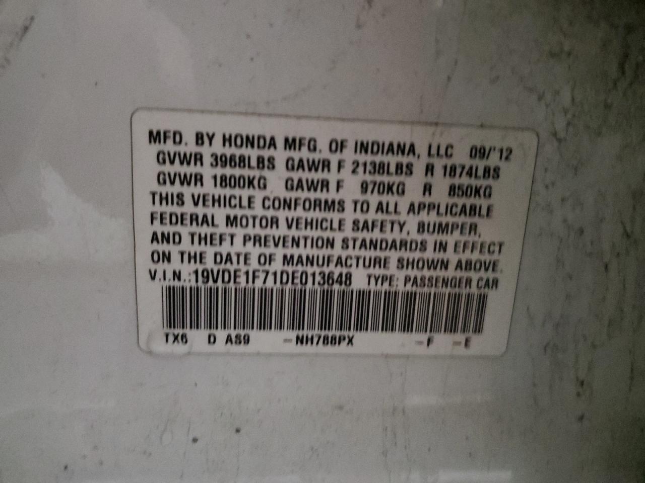 19VDE1F71DE013648 2013 Acura Ilx 20 Tech