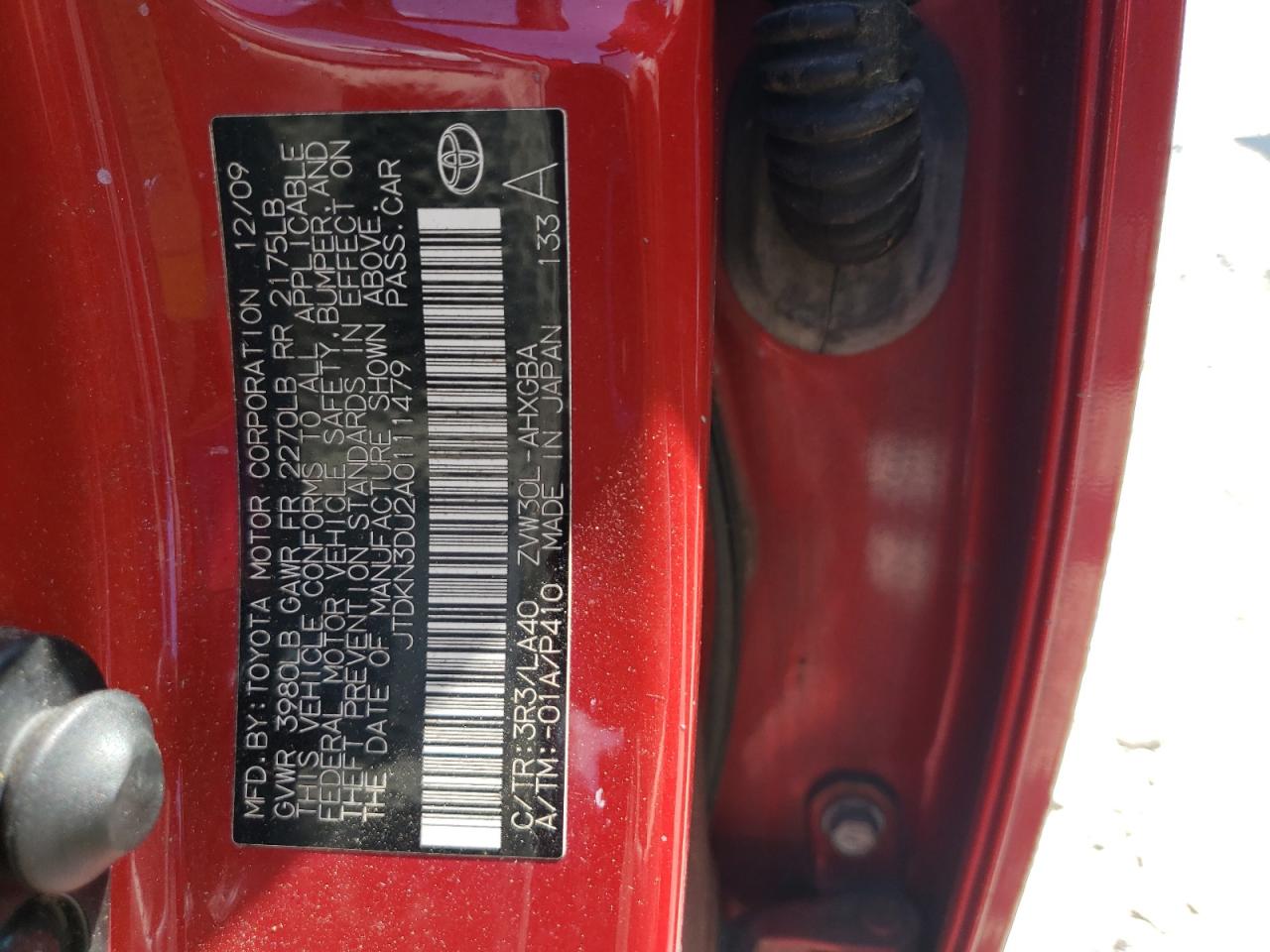 2010 Toyota Prius VIN: JTDKN3DU2A0111479 Lot: 89268345