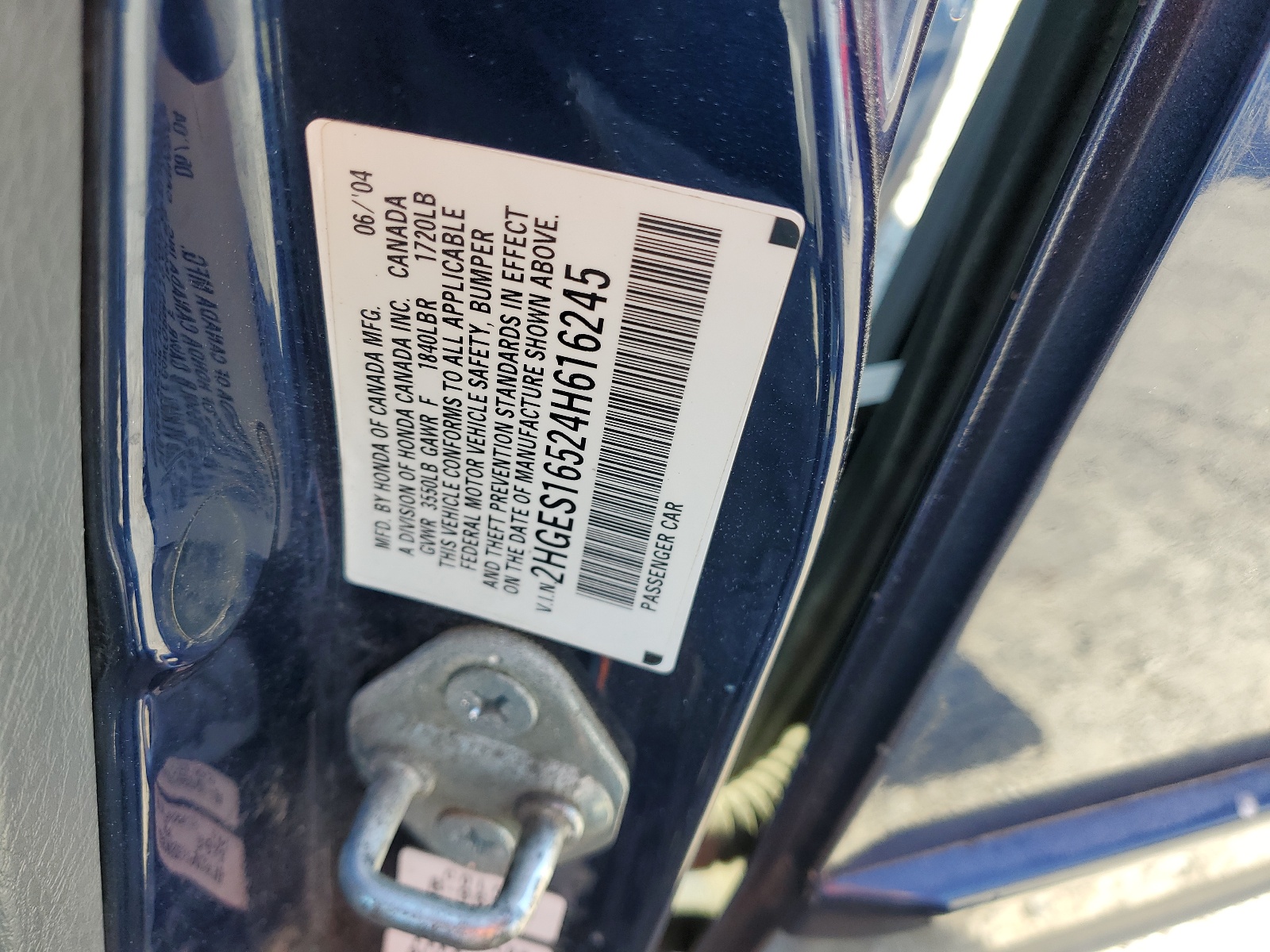 2HGES16524H616245 2004 Honda Civic Lx