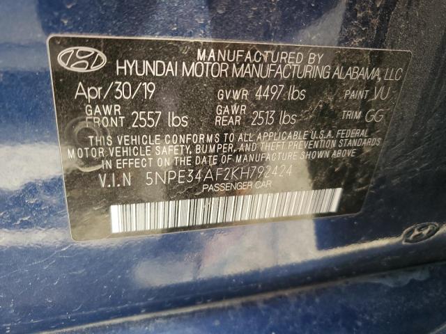 2019 HYUNDAI SONATA LIM 5NPE34AF2KH792424  49395094