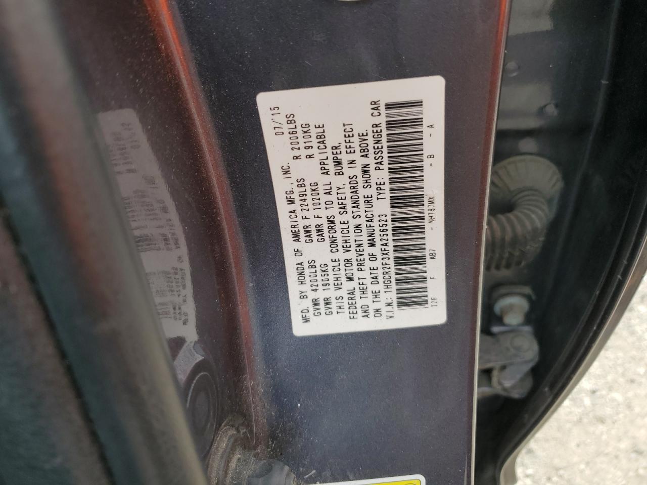 1HGCR2F3XFA256523 2015 Honda Accord Lx