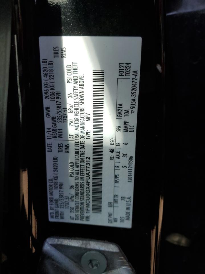 2015 Ford Escape Se VIN: 1FMCU0GX4FUA77312 Lot: 52464084