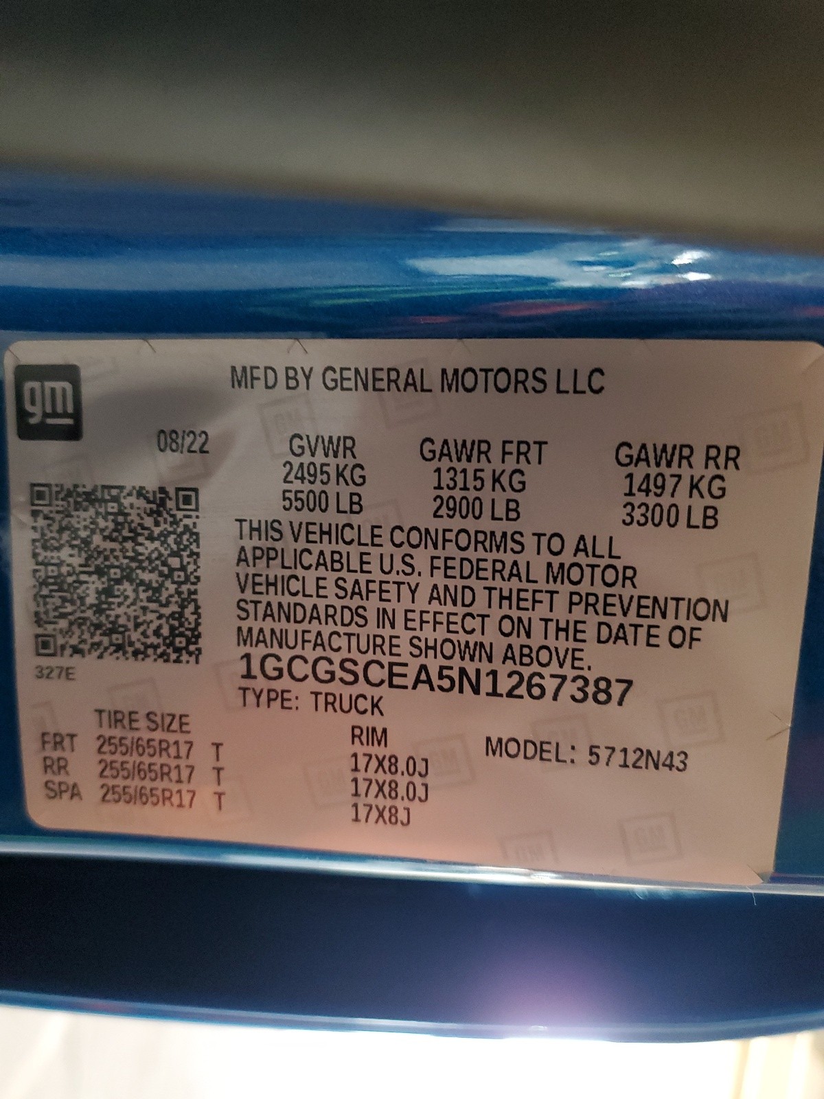 1GCGSCEA5N1267387 2022 Chevrolet Colorado Lt