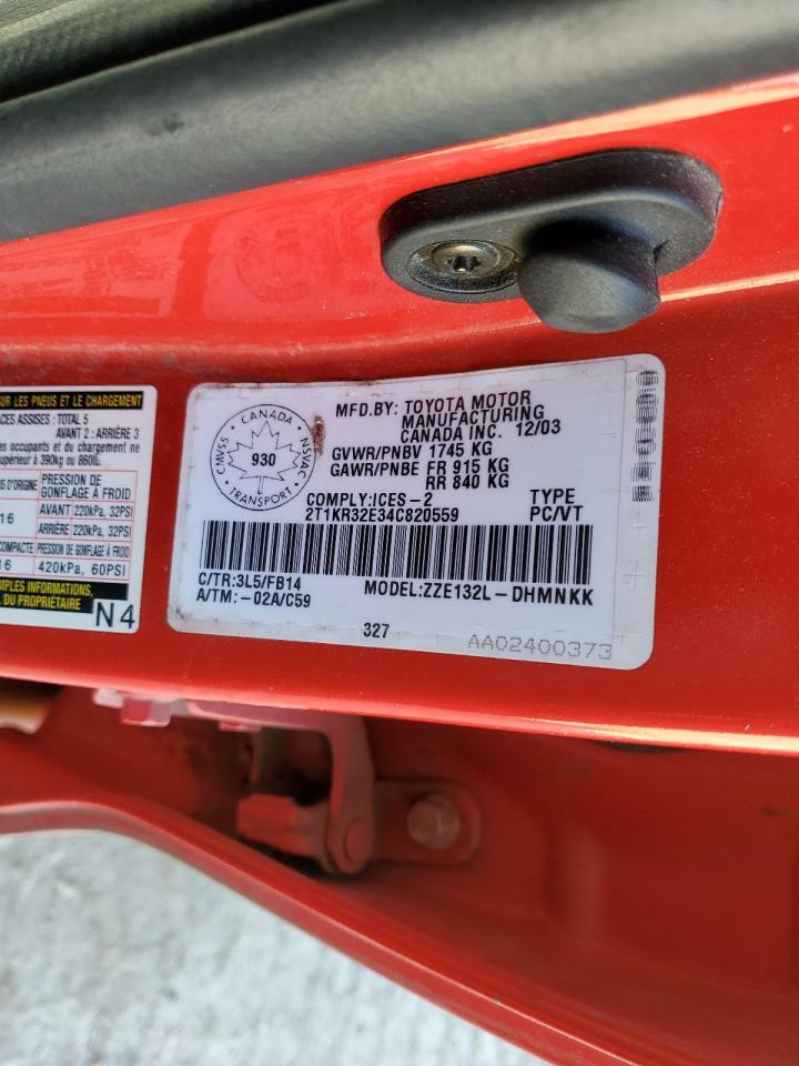 2T1KR32E34C820559 2004 Toyota Corolla Matrix Xr