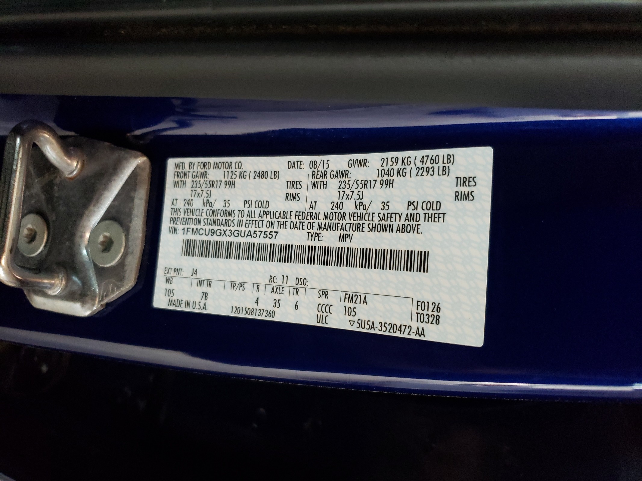 1FMCU9GX3GUA57557 2016 Ford Escape Se