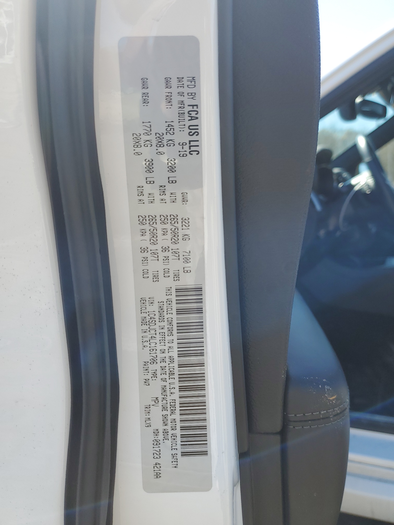 1C4SDJCT4LC161706 2020 Dodge Durango R/T