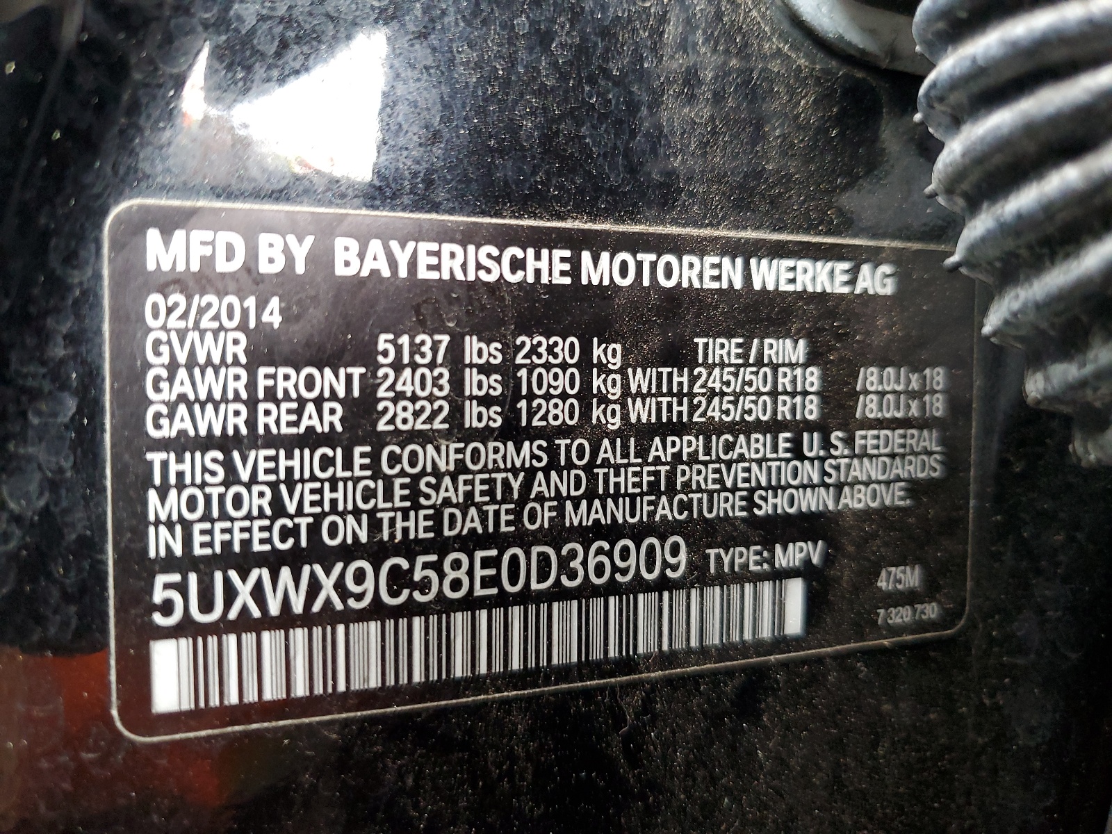 5UXWX9C58E0D36909 2014 BMW X3 xDrive28I