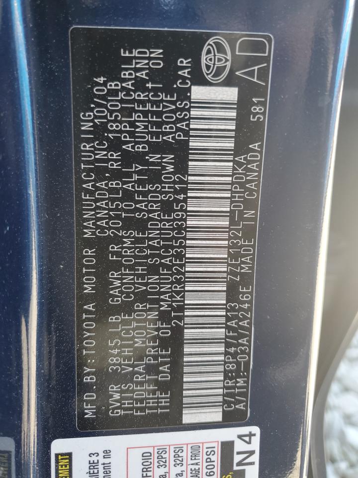 2005 Toyota Corolla Matrix Xr VIN: 2T1KR32E35C395412 Lot: 50354054