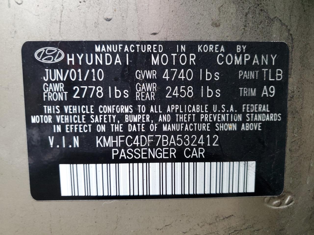 2011 Hyundai Azera Gls VIN: KMHFC4DF7BA532412 Lot: 49897054